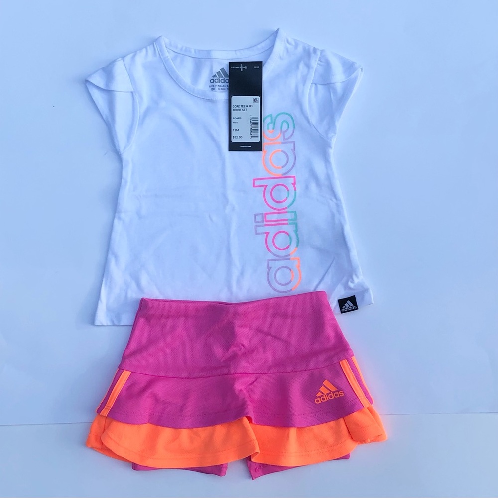 NWT Adidas  Baby Girls Ruffled Skorts Set